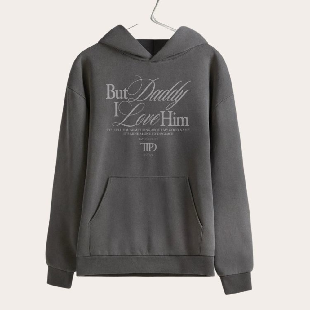 New Taylor Swift TTPD But Daddy I Love Him Gray Hoodie Sz 2X 2024